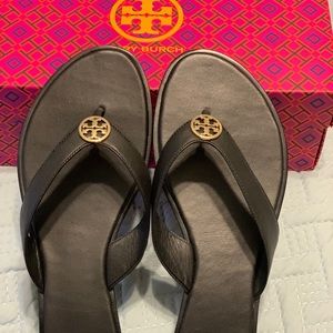 Tory Burch Benton Thong Calf Leather Slippers